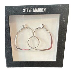 Steve Madden Silver-Tone Large Heart-Shape Hoop Earrings 2 inch drop